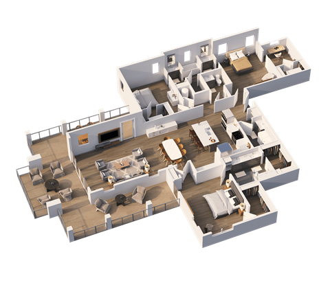 Floor plan for 3 beds, 2.5 baths, 1981 sqft